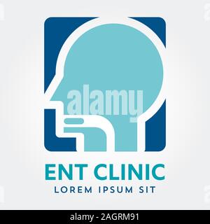 ENT logo. Head for ear, nose, throat doctor specialists. logo concept. Line vector icon. Editable stroke. illustration Flat linear, clinic, specialist Stock Vector