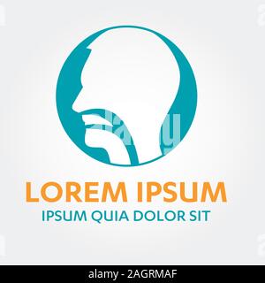 ENT logo. Head for ear, nose, throat doctor specialists. logo concept. Line vector icon. Editable stroke. illustration Flat linear, clinic, specialist Stock Vector