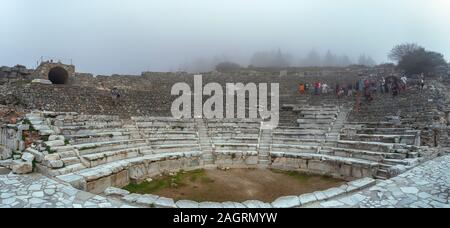 Amphitheater (Coliseum) in ancient city Ephesus, Turkey in a beautiful summer day Stock Photo