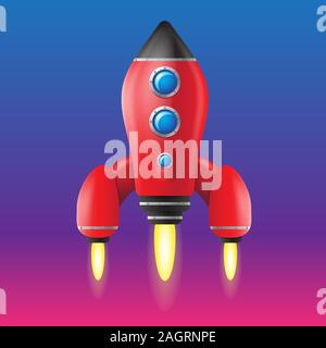Rocket red design element on isolated background. Vector image Stock Vector