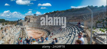 Amphitheater (Coliseum) in ancient city Ephesus, Turkey in a beautiful summer day Stock Photo