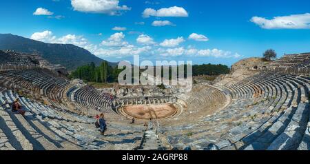 Amphitheater (Coliseum) in ancient city Ephesus, Turkey in a beautiful summer day Stock Photo