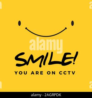 Smile you are on cctv text. Isolated Vector Illustration Stock Vector