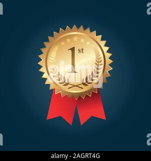 Gold medal for the first place. vector illustration Stock Vector