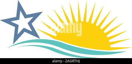 Star and sun Logo Swoosh Stock Vector