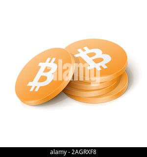 Bitcoin cryptocurrency tokens. Vector illustration Stock Vector