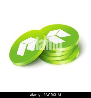 NEO cryptocurrency tokens. Vector illustration Stock Vector