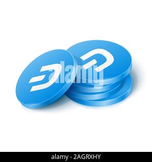 Dash cryptocurrency tokens. Vector illustration Stock Vector