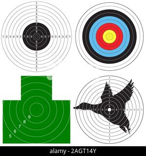 Set of targets for shooting - sports, archery, chest and for pneumatic guns. Vector illustration for print Stock Vector