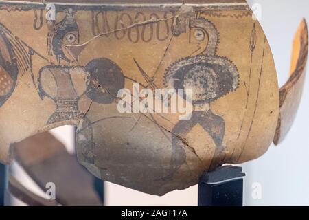 vaso de los guerreros, siglo I a.C. Procedente de Numancia, Garray, museo Numantino de Soria, Soria, Comunidad Autónoma de Castilla, Spain, Europe. Stock Photo