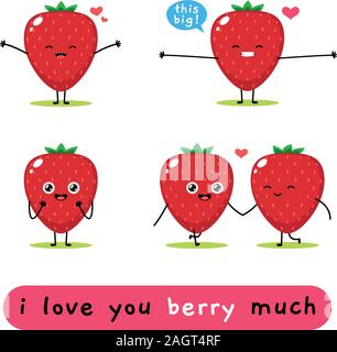An illustration of Cute Strawberry Mascot Vector Character Stock Vector ...