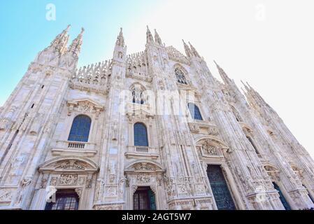 Gothic Exterior of Milan Cathedral in Milan City, Italy Stock Photo