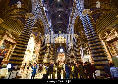 Beautiful Interior of Duomo of Siena or Siena Cathedral in Italy Stock Photo
