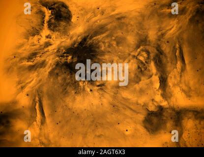 Black-orange watercolor background, milky way, space. Stock Photo