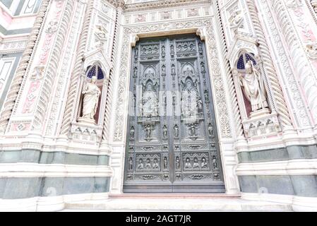 Doors of Cathedral of Santa Maria del Fiore in Florence City Stock Photo