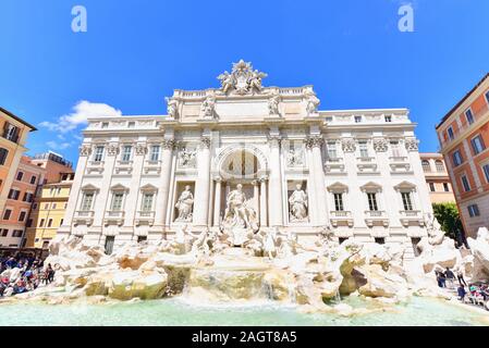 Famous Trevi Fountain or Fontana di Trevi During Summer Stock Photo