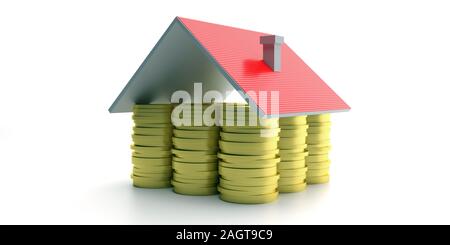 House Price Cost House Model With Blue Color Roof And Calculator