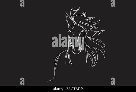 Vector image of a horse head design on black background, Horse Logo. Wild Animals. Vector illustration. Stock Vector