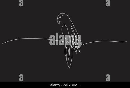 One line design of parrot. Hand drawn minimalism vector illustration. Stock Vector