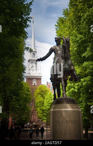 silhouette Paul Revere statue Old North Church Boston Massachusetts ...