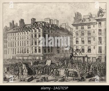 Torture of Foulon hanging at the Place de Greve 23 July 1789. Paris, France. French Revolution 18th century. History of France, old engraved illustrat Stock Photo