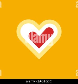 Outline heart web button with red check mark Stock Vector