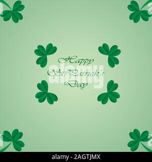 Saint Patricks Day clovers green background Stock Vector
