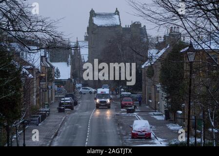 Winter street scene in Dornoch Sutherland Scotland UK Stock Photo