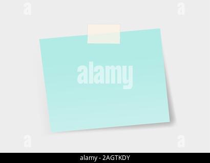 Blue office sticker sticked to the wall with a duck tape.  Stock Vector