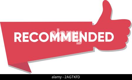 Vector illustration banner recommended with thumbs up Stock Vector