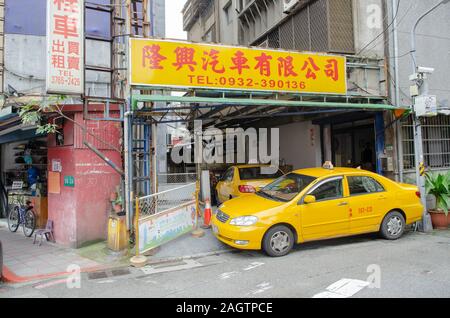 Two taxis are parked in Taipei, Taiwan Stock Photo
