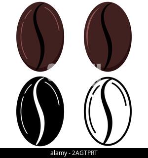 Coffee grains logo icon set isolated on white background. Stock Vector