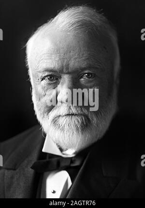 Vintage portrait photo of Scottish-American industrialist and philanthropist Andrew Carnegie (1835 – 1919). Photo circa 1910 by Harris & Ewing. Stock Photo