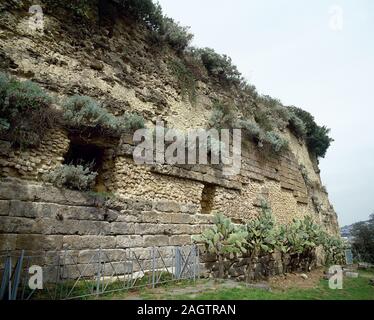 Magna Graecia. Italy, Cumae. Greek colony founded by settlers from Euboea in the 8th century BC. Walls of the city. Stock Photo