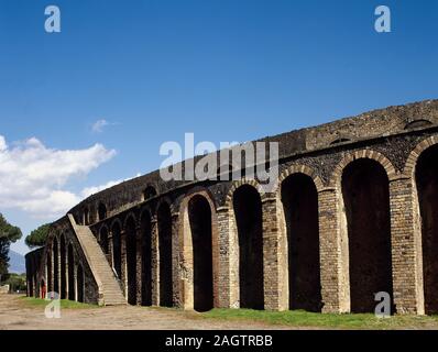 Italy. Pompeii. The Amphitheatre. It was built around 80 BC. Exterior. Campania. Stock Photo