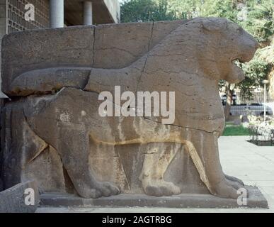 Syria. Syro-Hittite states or Neo-Hittite States. Iron Age. 1180 BC-700 BC. Relief of a lion at the entrance of the National Museum of Aleppo. (Photo taken before the Syrian civil war). Stock Photo