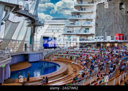 The Aqua Theater for water shows on a Royal Caribbean Ship Stock Photo