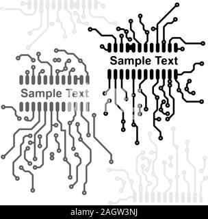 Pair of backgrounds in PCB-layout style with empty space for your text. Stock Vector