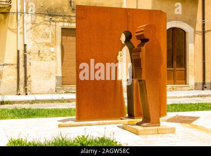 June 24, 2018 – Grammichele, Sicily, Italy. Just one of the many statues in the heart of a lovely town in Sicily, Italy. Stock Photo