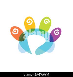 abstract sign of cute Colorful Animal Paw . Isolated Vector Illustration Stock Vector