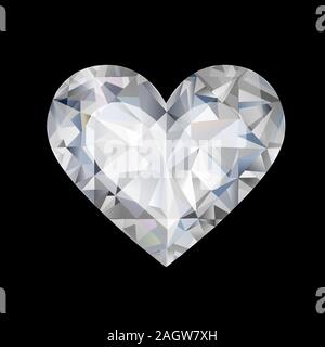 isolated heart shaped diamond on black background Stock Vector