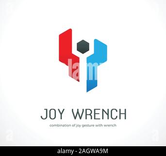 Abstract Joy Wrench. Isolated Vector Illustration Stock Vector