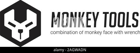 Monkey face inside the wrench. Vector Illustration Stock Vector