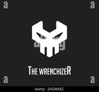 skull face inside the wrench. Isolated Vector Illustration Stock Vector