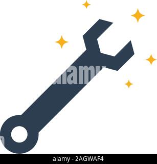 the Magic Wrench sign. Isolated Vector Illustration Stock Vector