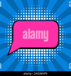 pop art comic empty square speech bubble with sunburst and halftone background vector illustration Stock Vector