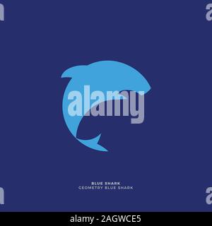 abstract geometry shark on dark blue background Stock Vector