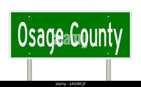 Rendering of a green 3d highway sign for Osage County Stock Photo