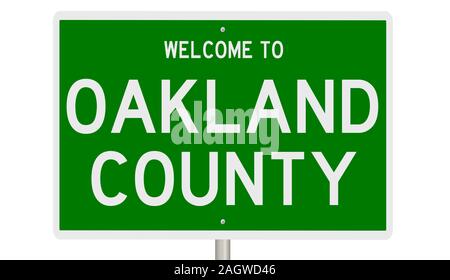 Rendering of a green 3d highway sign for Oakland County Stock Photo