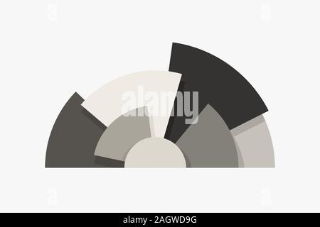 half circle diagram monochrome color Stock Vector
